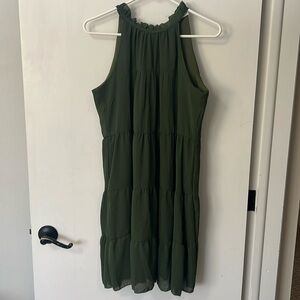 Kirundo Green Chiffon Sleeveless Halter Tie Ruffle Layered Sundress Size Medium